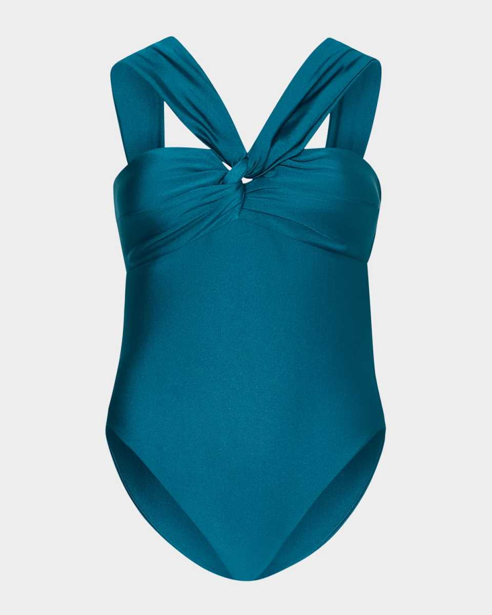 Betsy Gloss Draped Bandeau One-Piece Swimsuit